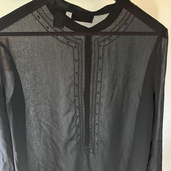 NEW YORK & COMPANY Sheer Black Embroidered Beaded Tunic Swim Cover-Up Large - Picture 5 of 14